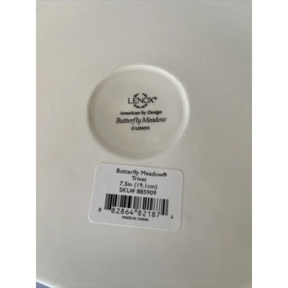 Lenox Butterfly Meadow Trivet Blue Yellow 885909 Welcome Friends‎ Flowers Tag